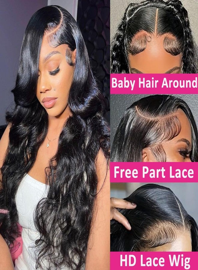 ANDRIA 13X6 Black HD Lace Front Wigs Pre-Plucked Hairline Long Body Wave Glueless Lace Frontal Wigs with Baby Hair 200% Density 26 Inch Natural Loose Wave HD Lace Closure Wig - Image 2